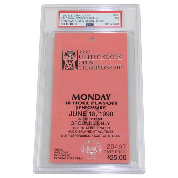 1990 U.S. Open at Medinah Monday Playoff Ticket PSA NM-7