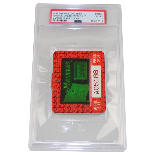 1993 Masters Tournament Series Badge #A05188 PSA VG-EX 4