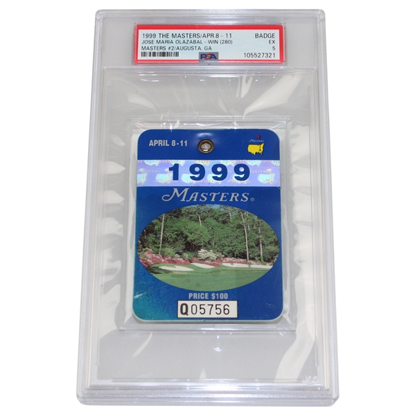 1999 Masters Tournament Series Badge #Q05756 PSA EX 5