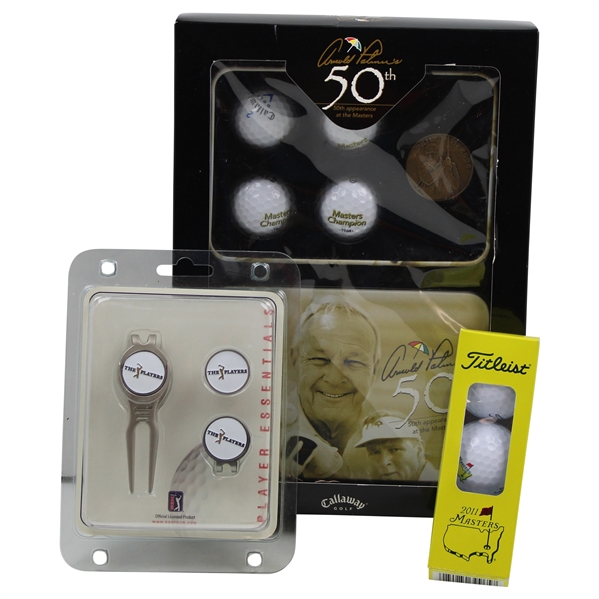 Arnold Palmer 50th Masters Callaway Collectors Box w/2011 Golf Balls & The Players Essentials Accessories