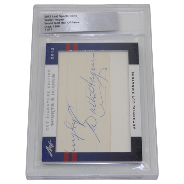 2012 Leaf Sports Icons Walter Hagen World Golf HoF 1 of 1 Cut Signature Card BGS