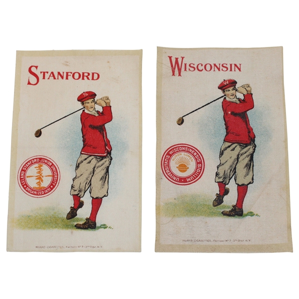 Two (2) c.1910 S22 Murad Cigarettes Silk Cards - Wisconsin & Stanford