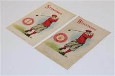 Two (2) c.1910 S22 Murad Cigarettes Silk Cards - Wisconsin & Stanford