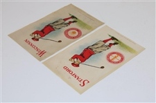 Two (2) c.1910 S22 Murad Cigarettes Silk Cards - Wisconsin & Stanford
