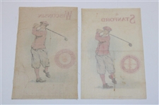 Two (2) c.1910 S22 Murad Cigarettes Silk Cards - Wisconsin & Stanford