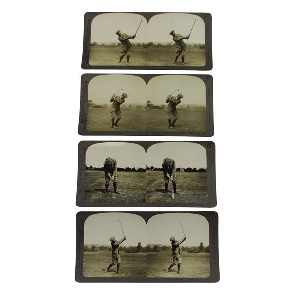 Four (4) Vintage Harry Vardon Bay State Publishing Golf Stereocards #388, #401, #521 & #527