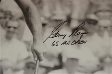Gary Player Signed 1965 US Open B&W First Pump Image on 24x23 Canvas w/'65 US Open' JSA ALOA
