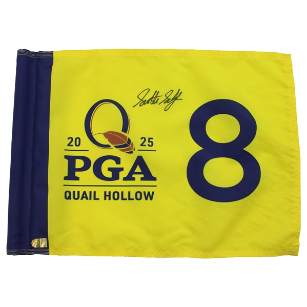 Scottie Scheffler Signed 2025 PGA Championship Final Rd Flown Hole #8 Flag JSA ALOA