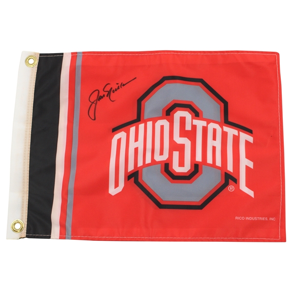 Jack Nicklaus Signed Ohio State University Red Screen Flag JSA ALOA