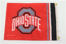 Jack Nicklaus Signed Ohio State University Red Screen Flag JSA ALOA