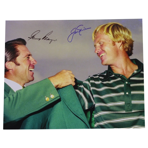 Jack Nicklaus & Gary Player Signed Green Jacket Photo JSA ALOA