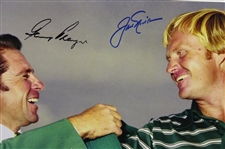 Jack Nicklaus & Gary Player Signed Green Jacket Photo JSA ALOA