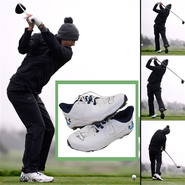 Jordan Spieth Signed Used Underarmor Hovr Shoes Used at 2025 Genesis Invitational JSA ALOA
