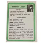 Tom Watson Signed 1981 PGA Tour Money Statistical Leader Golf Card JSA ALOA