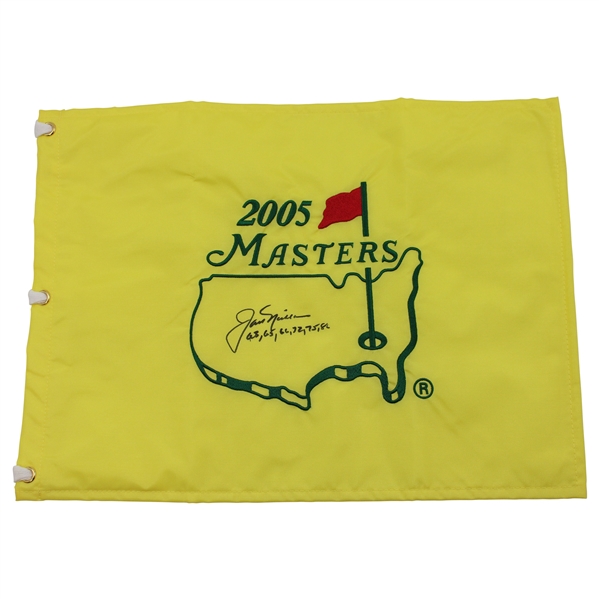 Jack Nicklaus Signed 2005 Masters Embroidered Flag w/Years Won Notation JSA ALOA