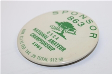 1961 US Amateur Sponsor Badge #863 - Jack Nicklaus Amateur Winner