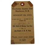 Billy Burke Signed 1931 Burke & Von Elm Vs Hendry & Nute at Manchester CC Ticket JSA ALOA