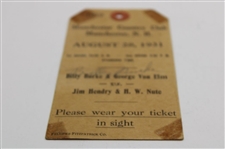 Billy Burke Signed 1931 Burke & Von Elm Vs Hendry & Nute at Manchester CC Ticket JSA ALOA