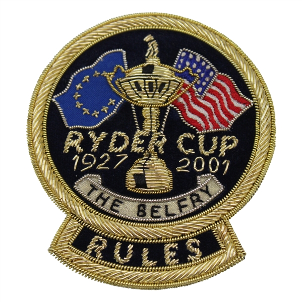 2001 Ryder Cup at The Belfry Commemorative Rules Bullion Blazer Patch 