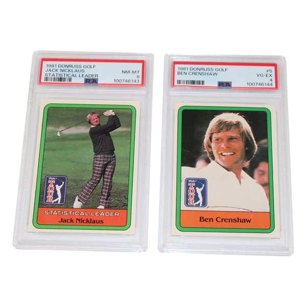 1981 Donruss Ben Crenshaw & Jack Nicklaus Statistical Leaders PSA Graded Cards