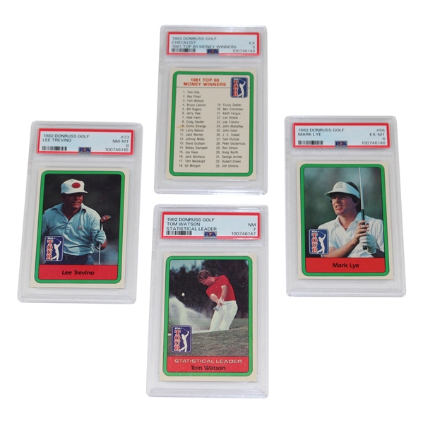 1982 Donruss Checklist, Mark Lye, Tom Watson & Lee Trevino PSA Graded Cards