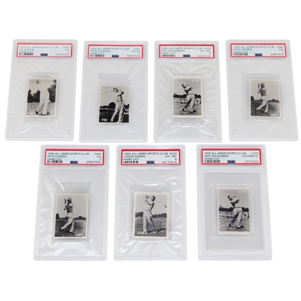 Seven (7) Seven PSA Graded 1955 All American Sports Club Hand Cut Cards