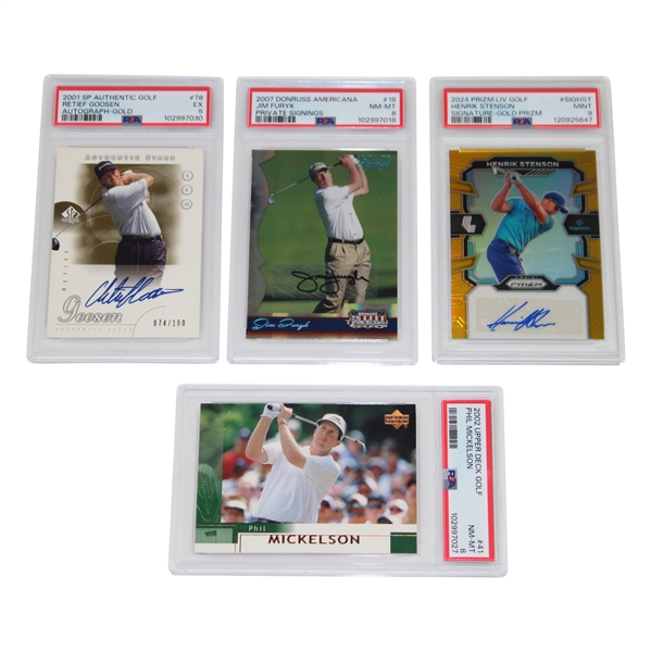 Four (4) Four PSA Graded Rookie Cards - Mickelson, Furyk, Retief & Stenson