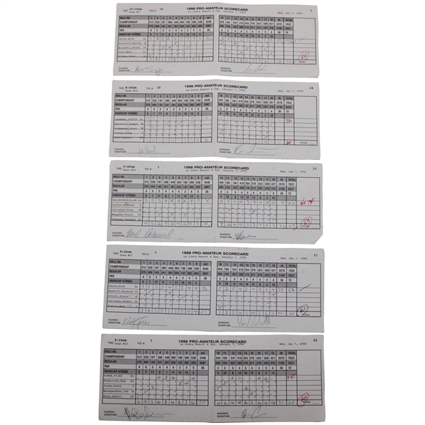 Vijay Singh, Justin Leonard & (8) Others Signed 1998 Mercedes La Costa Pro Am Official Scorecards