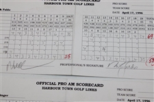 Paul Azinger, Nick Faldo & (8) Others Signed 1996 Harbour Town Pro Am Official Scorecards