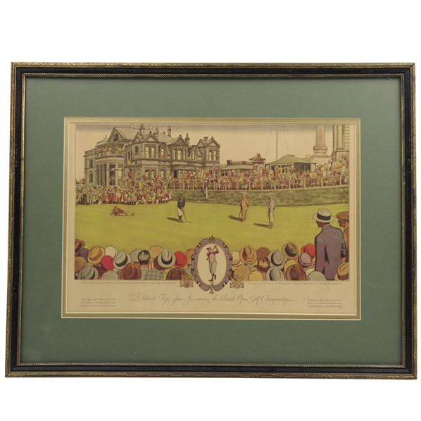 Bobby Jones Signed 1930 Currier & Ives British Open at St. Andrews Print JSA ALOA