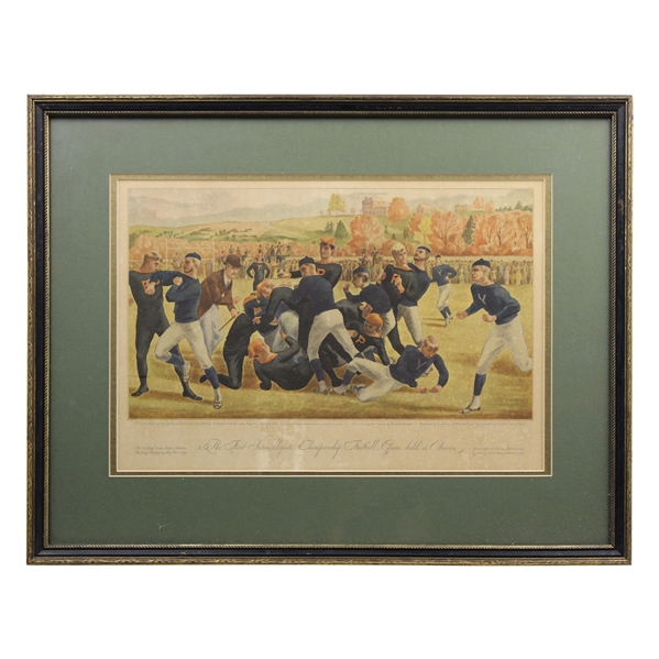 1930 Currier & Ives The First Intercollegiate Championship Football Game held in America Print - Framed