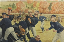 1930 Currier & Ives 'The First Intercollegiate Championship Football Game held in America' Print - Framed