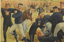 1930 Currier & Ives 'The First Intercollegiate Championship Football Game held in America' Print - Framed