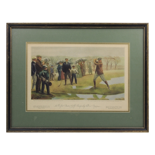 1931 E. Currier The First Amateur Golf Championship held in America Print - Framed