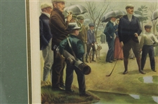 1931 E. Currier 'The First Amateur Golf Championship held in America' Print - Framed