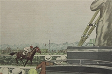 1930 Currier & Ives 'Belair Stud's Gallant Fox Winning the Belmont Stakes' Print - Framed