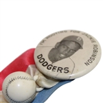 c.1947 I'm Rooting For Jackie Robinson Dodgers Rookie Pinback w/Ribbon