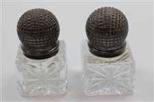 c.1930 Golfer Crystal Inkwell w/ Double Gutta Ball Display