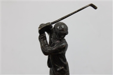 c.1930 Golfer Crystal Inkwell w/ Double Gutta Ball Display