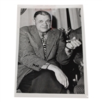 1947 Babe Ruth Smoking Cigar Original Wire Photo