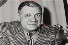 1947 Babe Ruth Smoking Cigar Original Wire Photo