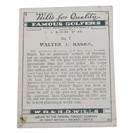 Walter Hagen Wills's Cigarettes Famous Golfers Card #7