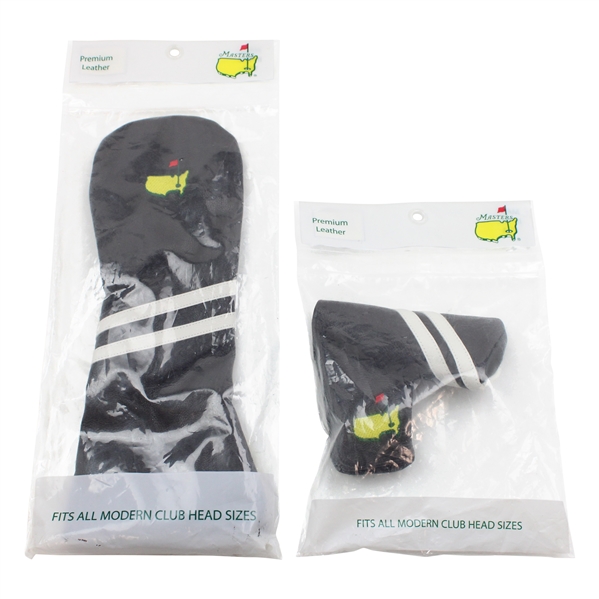 Masters Tournament Black/White Premium Leather Driver & Putter Head Covers - Unopened
