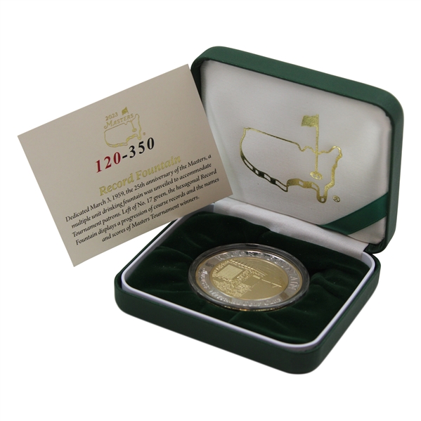 2023 Masters Tournament Ltd Ed Record Fountain Coin #120/350 in Original Box w/Card