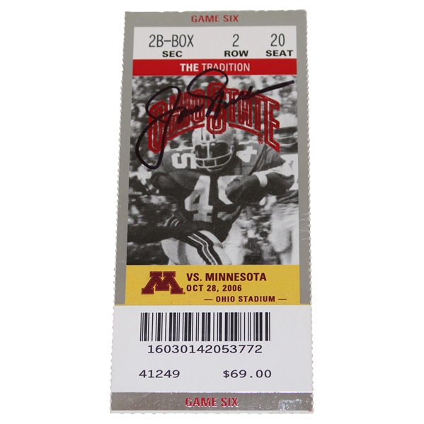 Jack Nicklaus Signed 2006 Ohio State vs Minnesota Football Ticket - Jack Dotted "I" JSA ALOA