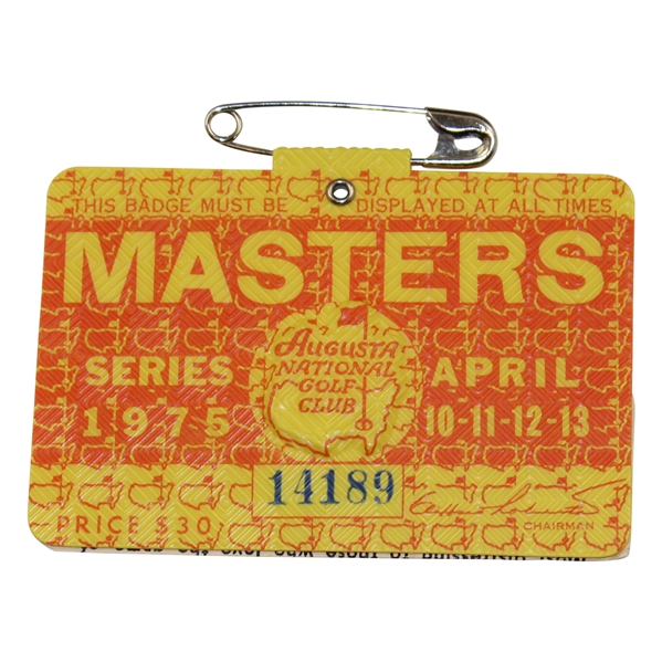1975 Masters Tournament SERIES Badge #14189 - Jack Nicklaus Winner