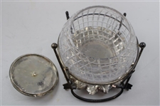 C. 1900 Large Plated Biscuit Barrel With Gutty Ball And Golf Club Handle