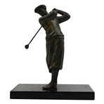Vintage Tall Brass Colored Golfer With Knickers On A Black Base