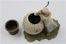 German Post-Swing Lady Golfer Bramble Ball Decorative Match Holder