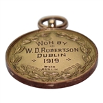 1919 BTH Dublin Irish Golf 9k Gold Medal Won by W.D. Robertson